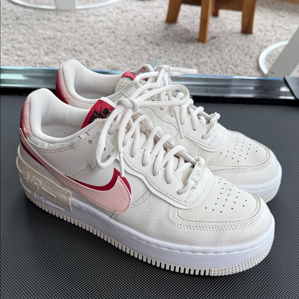 Nike AF1 Shadow Sneakers in White, Pink and Red - Picture 4 of 7